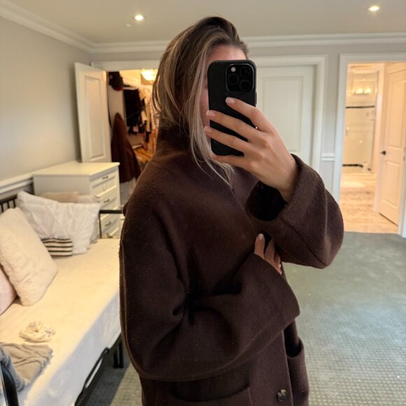 Wilfred Aritzia Lightweight Wool Jacket – Dark Brown, Small - Picture 3 of 7